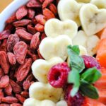 raspberry, banana, strawberry, bowl, goji, breakfast, healthy, organic, goji, goji, goji, goji, goji, breakfast